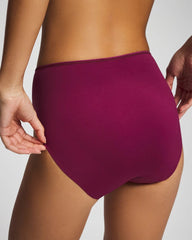 POMEGRANATE WINE - Tummy High-Leg Brief Panty with Lace