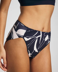 NOUVEAU FLORA MINI NAVY - Tummy High-Leg Brief Panty with Lace