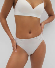GRAY GLASS - Tummy High-Leg Brief Panty with Lace