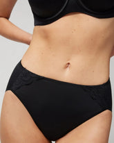 BLACK - High-Leg Brief Panty with Lace