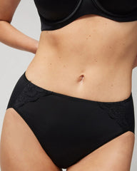 BLACK - High-Leg Brief Panty with Lace