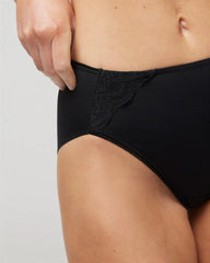 BLACK - High-Leg Brief Panty with Lace