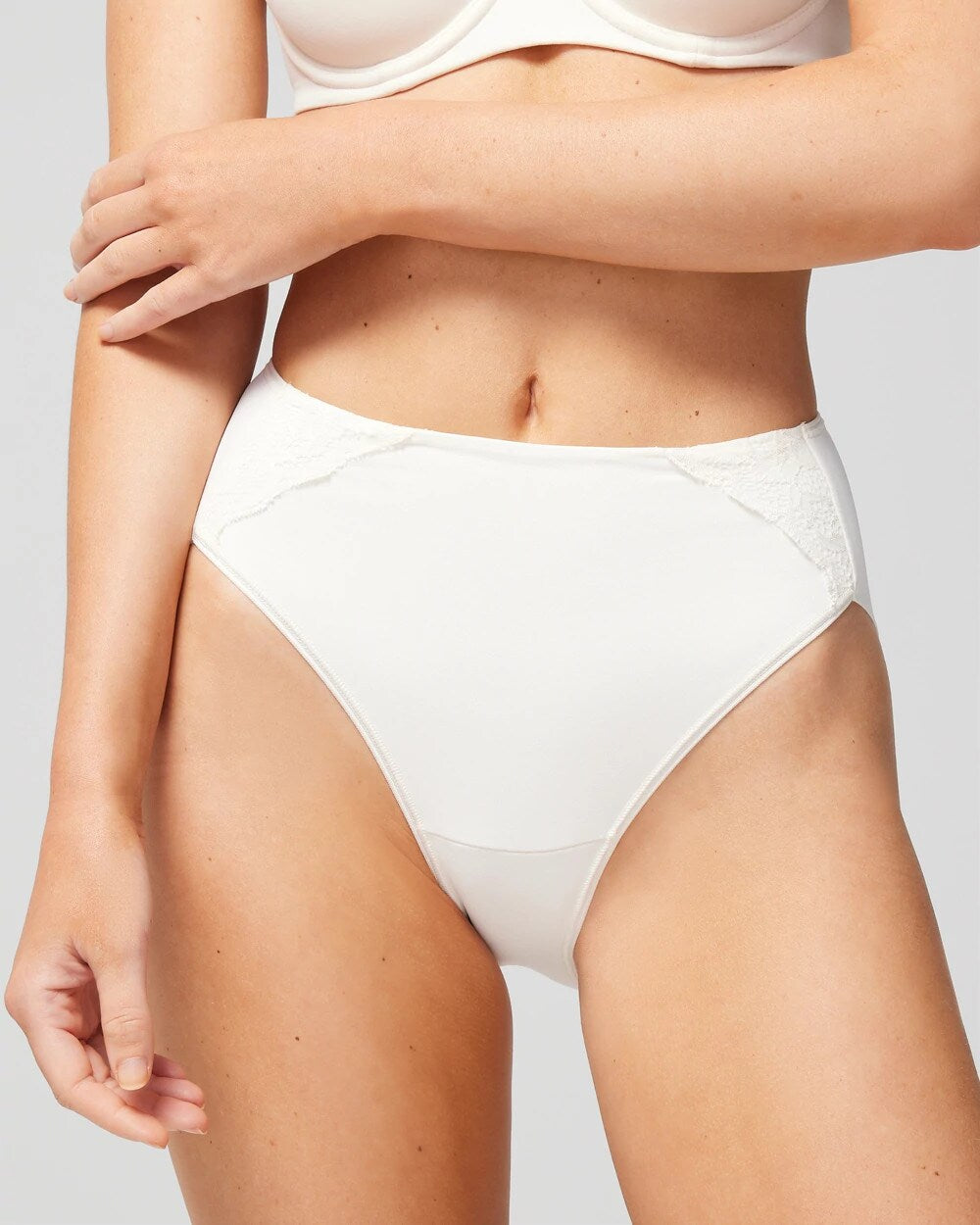 IVORY - High-Leg Brief Panty with Lace