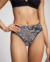 REGAL PAISLEY BLACK MINI - High-Leg Brief Panty