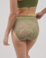 STITCH PAISLEY M GREEN - High-Leg Brief Panty