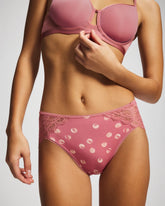 WATER SPOTS ANTIQUE PINK - High-Leg Panty with Enchanting Lace