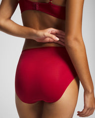 RED VELVET TONAL W/ LUREX - High-Leg Brief Panty with Sensuous Lace
