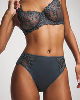 PETROL W GREEN MIST - High-Leg Brief Panty with Sensuous Lace