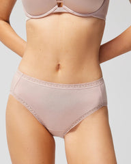 ADOBE ROSE - Cotton High-Leg Brief Panty with Lace Trim