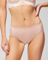 HUSH - Cotton High-Leg Brief Panty with Lace Trim