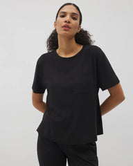 BLACK - Short-Sleeve Pocket Pajama Tee