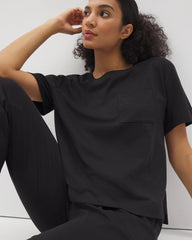 BLACK - Short-Sleeve Pocket Pajama Tee