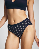 BELLE FOULARD MINI NAVY - Cotton High-Leg Panty