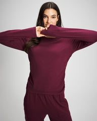 VELVET PLUM - Ruched Long Sleeve Pajama Tee