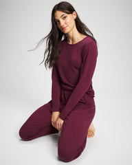 VELVET PLUM - Ruched Long Sleeve Pajama Tee