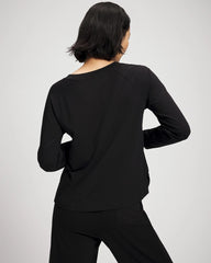 BLACK - Most Loved Cotton Long Sleeve Pajama Tee