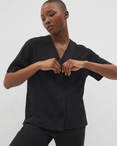 BLACK - Button-Front Pajama Tee