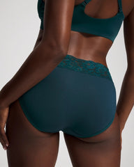 DEEP TEAL W/ DTM FOIL - Embraceable High-Leg Brief Panty with Super Soft Signature Lace