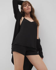BLACK - Lightweight Rib Knit Pajama Cami