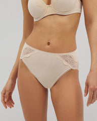 PALE SAND - Embraceable High-Leg Panty with Crochet Lace