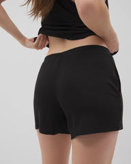 BLACK - Lightweight Rib Knit Pajama Shorts