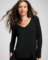 BLACK - Long-Sleeve Pajama Top