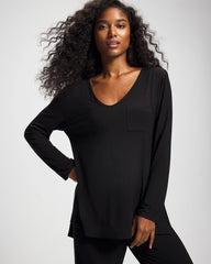 BLACK - Long Sleeve Pajama Tee