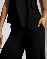 BLACK - Cropped Pajama Pants