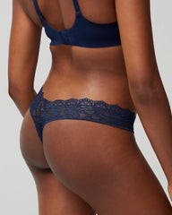 NIGHTFALL NAVY - Thong Panty with Enchanting Lace