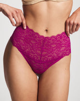 MAGENTA ORCHID - High-Waist Thong Panty with Enchanting Lace