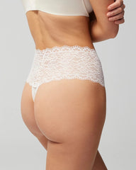 IVORY - High-Waist Thong Panty with Enchanting Lace