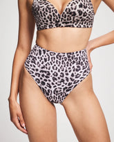 DIVINE LEOPARD MINI TAUPE - Tummy High-Waist Thong Panty