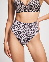 DIVINE LEOPARD MINI TAUPE - Tummy High-Waist Thong Panty