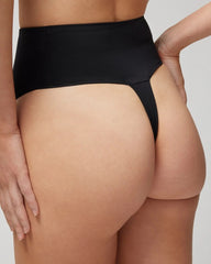 BLACK - Tummy High-Waist Thong Panty