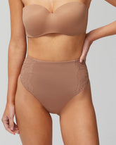 WARM SIENNA - High-Waist Thong Panty With Lace