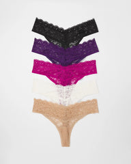 MAJESTIC PURPLE MULTIPACK - Thong Panty with Enchanting Lace 5 Pack