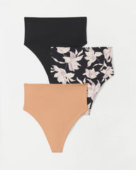BLOOM BREEZE MULTIPACK - High-Waist Thong Panty 3 Pack
