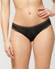 BLACK - Soma Bikini Panty with Stretch Lace