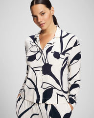 NOUVEAU FLORA CHAMP - Long-Sleeve Notch Collar Pajama Top