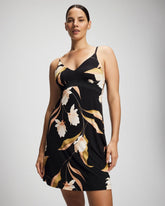MYSTIC BLOOMS BLACK MID - Satin Trim Chemise