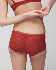 SIERRA REDWOOD - Soma Boyshort Panty with Stretch Lace