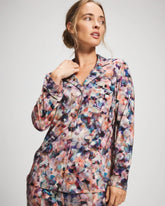 PETAL MOSAIC PETROL - Long-Sleeve Notch Collar Pajama Top