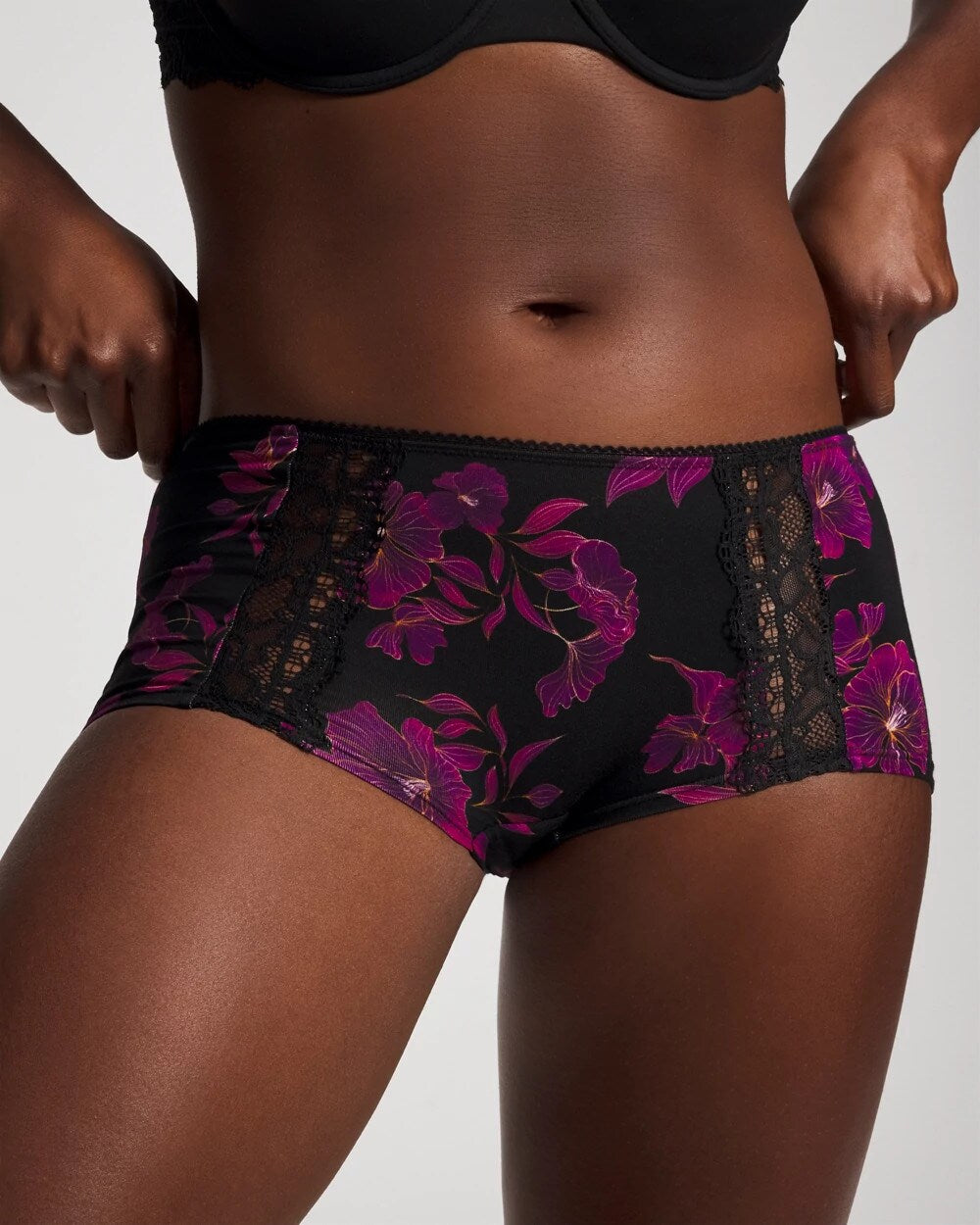 GILDED BLOOMS MAGENTA M - Lace Boyshort Panty
