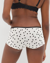MERRY DOT CHAMPAGNE BLACK - Boyshort Panty with Enchanting Lace