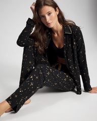 STELLAR SCENE BLACK/FOIL - Ankle Pajama Pant