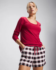 DREAMSCAPE PLAID BLACK - Pajama Shorts