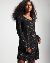 STELLAR SCENE BLACK/FOIL - Long-Sleeve Sleepshirt