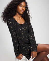 STELLAR SCENE BLACK/FOIL - Long-Sleeve Sleepshirt