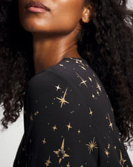 STELLAR SCENE BLACK/FOIL - Long-Sleeve Sleepshirt
