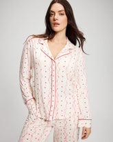 COQUETTE VALENTINE CHAMP - Cool Nights Long Sleeve Notch Collar with Piped Placket Pajama Top